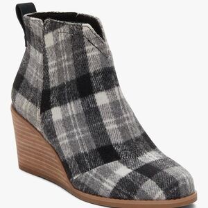 Plaid Ankle Boots with Wedge Heel